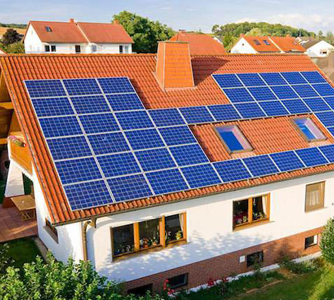 Solar panels on building